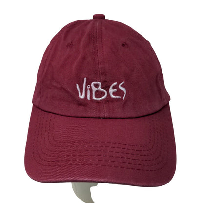 Unbranded Men's Slideback Hat Red Adjustable Embroidered Vibes Logo Cotton