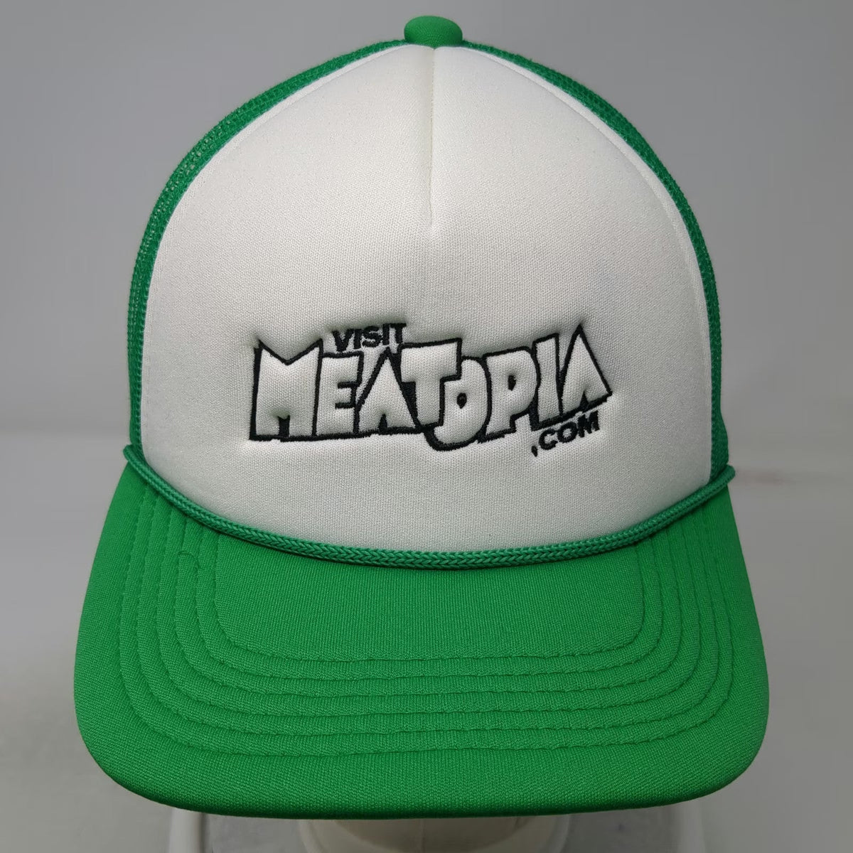 Cap America Green Trucker Hat One Size White Mesh Meatopia Snapback Rope