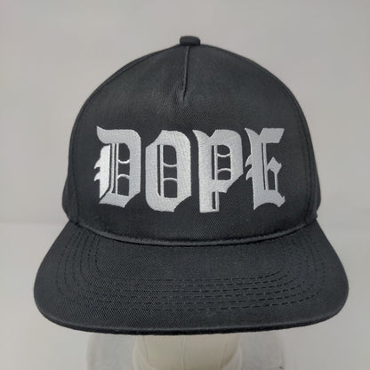 DOPE Snapback Hat Black One Size Adjustable Embroidered Vented Holes