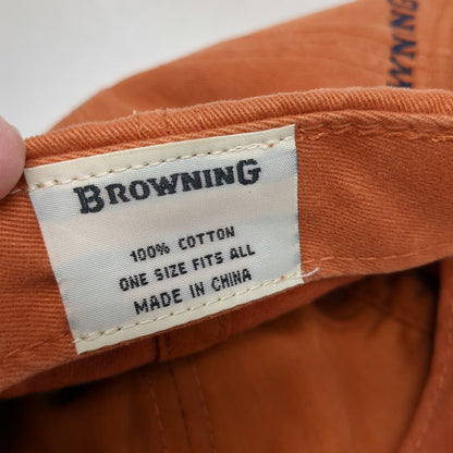 Browning Baseball Cap Orange One Size Buckmark 1878 Logo Cotton Strapback hat