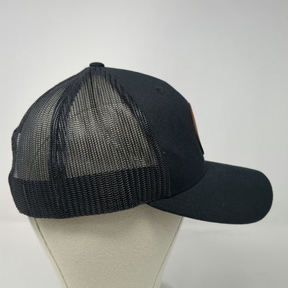 Richardson Baseball Cap Black One Size SLIP Leather Patch Mesh Back Trucker Hat