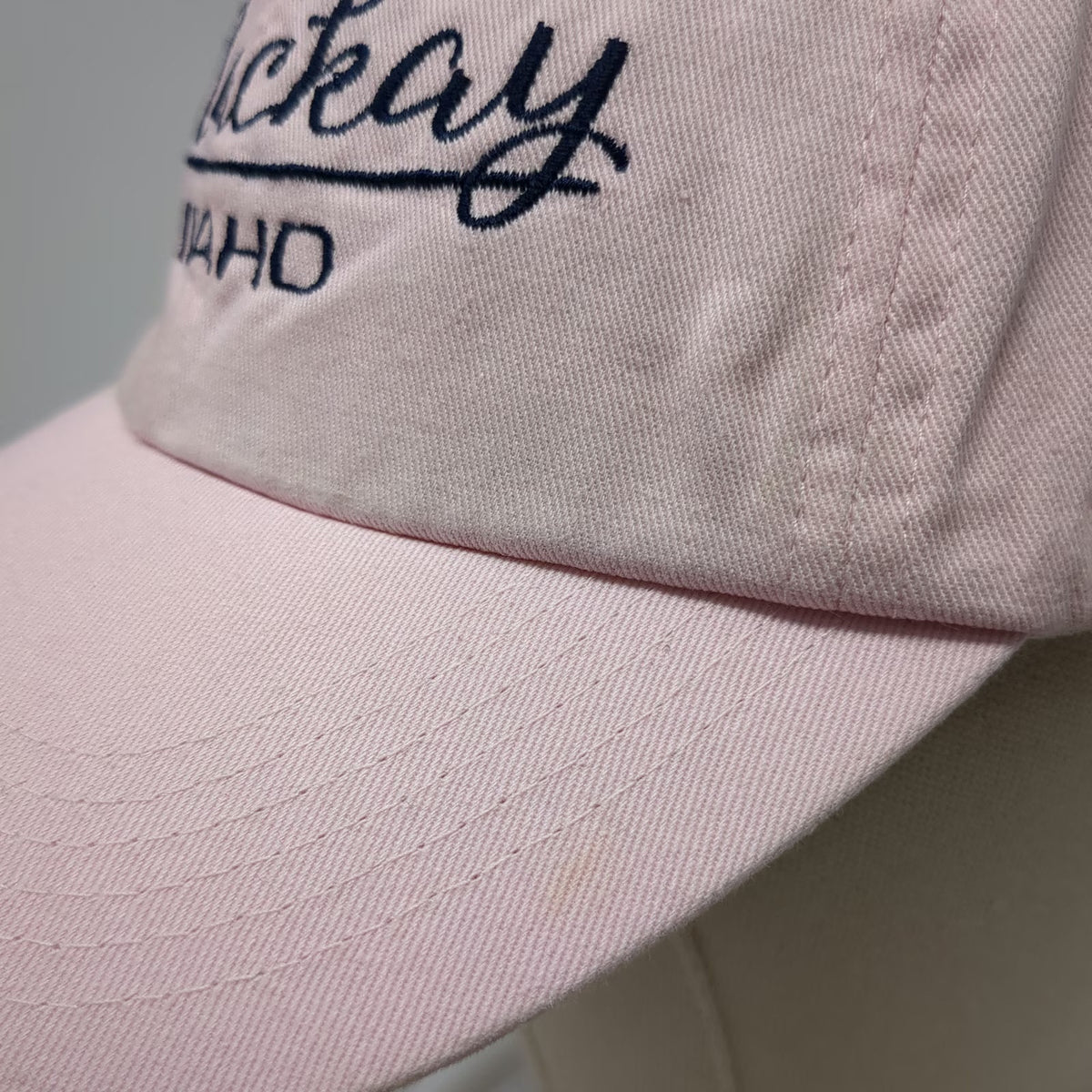 Mackay Idaho Pink One Size Baseball Cap Hat Slideback Script Embroidery Cotton