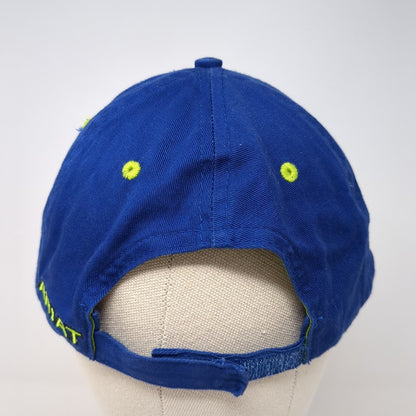 Ariat Strapback Hat Blue One Size Adjustable Embroidered Vented Holes 6 Panel