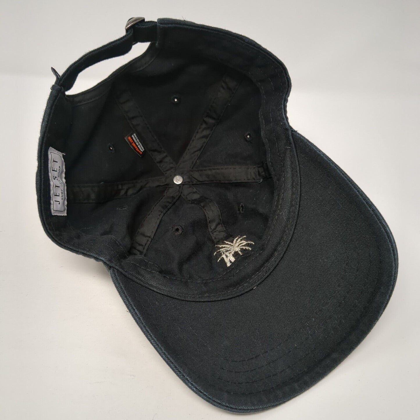 Palm Tree Slideback Hat Black One Size Adjustable Embroidered Jet Set Surf Shop