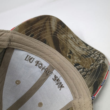 Kati Baseball Cap Brown Camo One Size John Zink American Flag Trim Strapback Hat