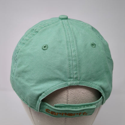 Carhartt Strapback Hat Green One Size Adjustable Leather Patch 6 Panel
