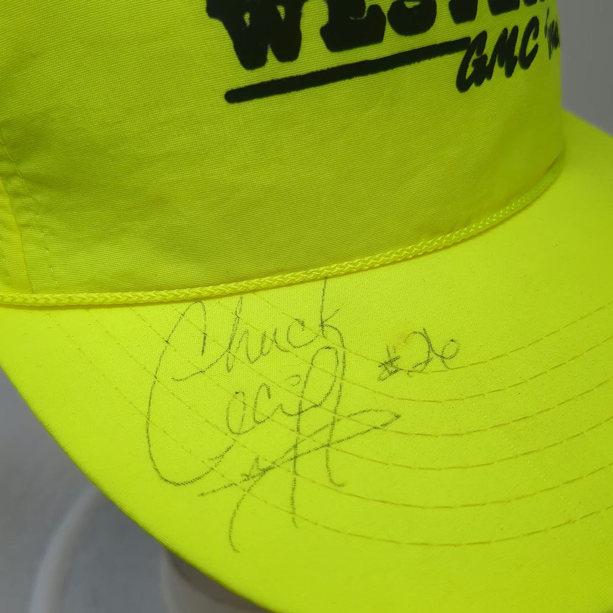 Sporismon 5 Panel Hat Green One Size Nylon Snapback GMC Trucks Autographed