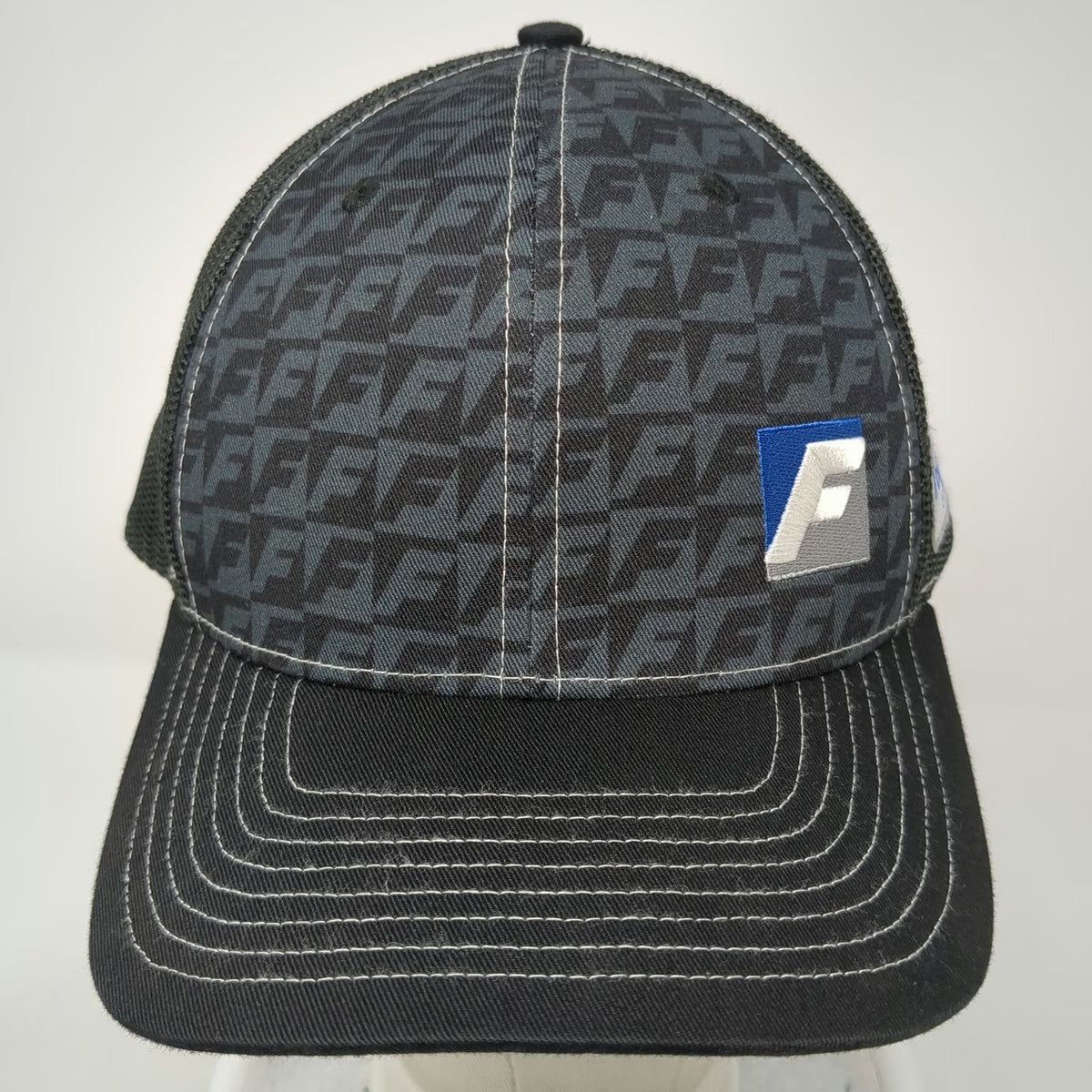Farwest Baseball Cap Black One Size Snapback Mesh Hat Logo Pattern Patch Stitch