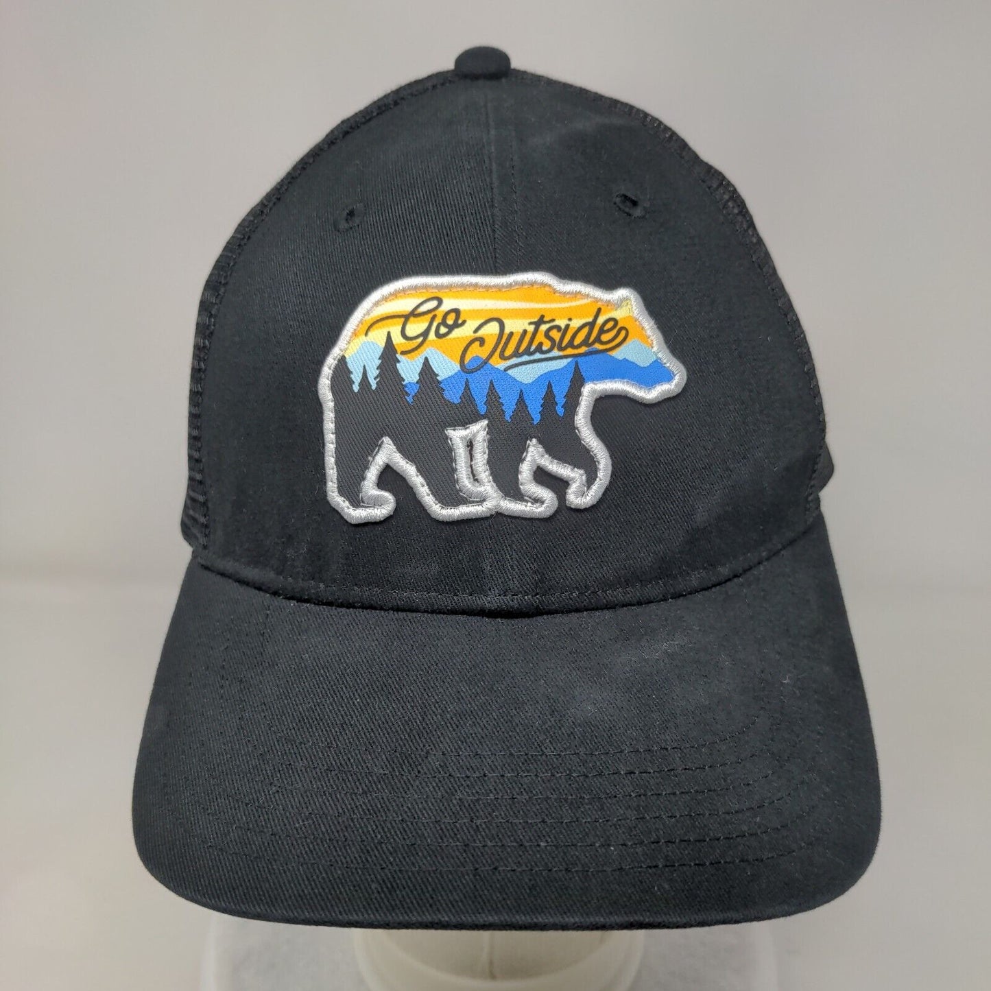 Go Outside Snapback Trucker Hat Black One Size Adjustable Mesh Back Avalanche