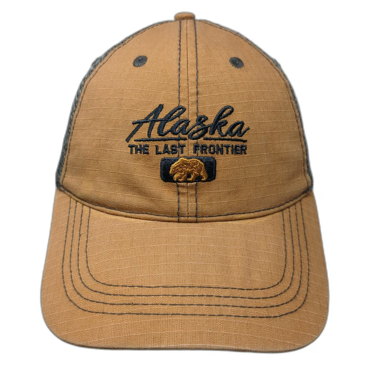 Prairie Mountain Trucker Hat Brown Gray One Size Alaska Bear Last Frontier Mesh