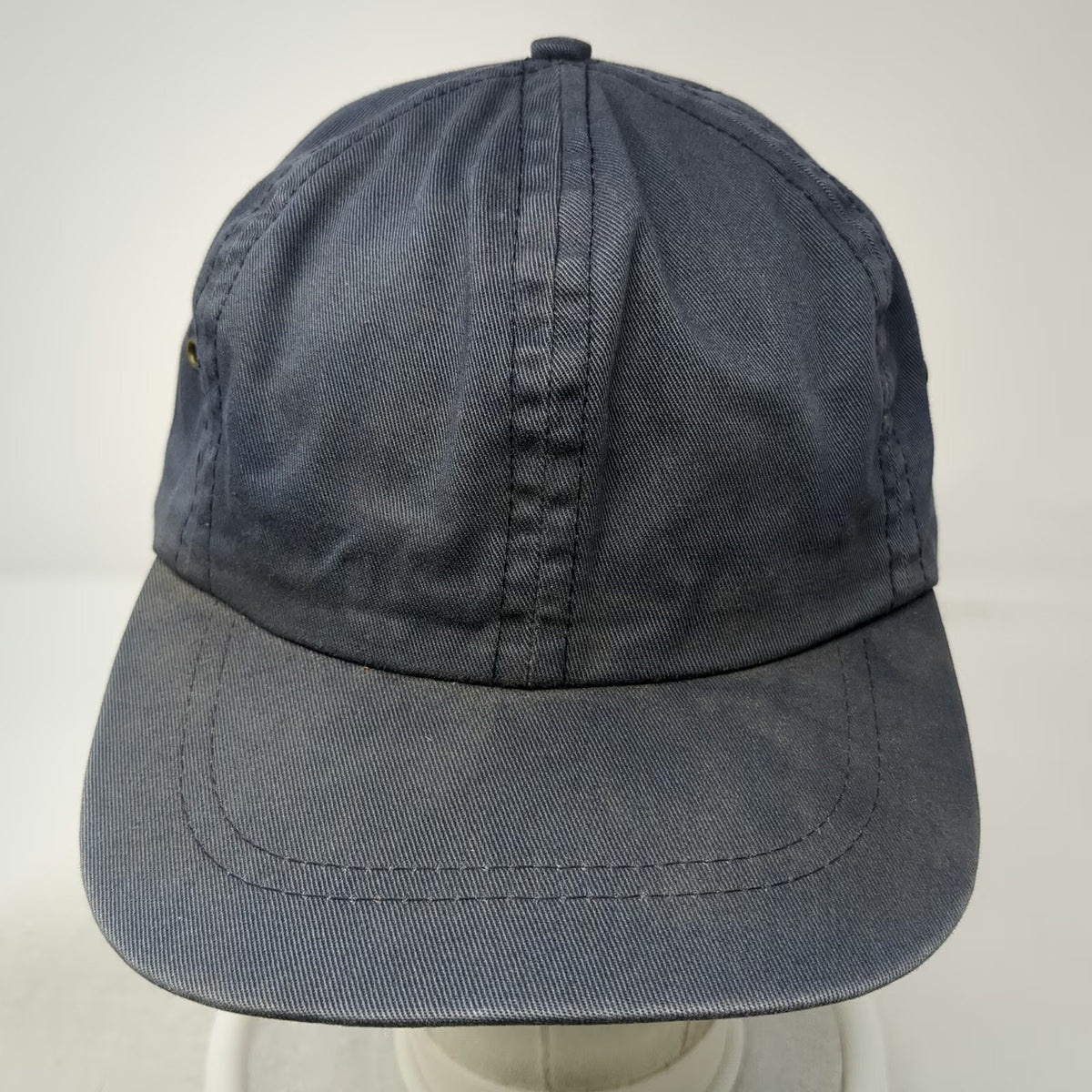 Eddie Bauer Blue Baseball Cap One Size Leather Strapback Made USA Hat Vintage