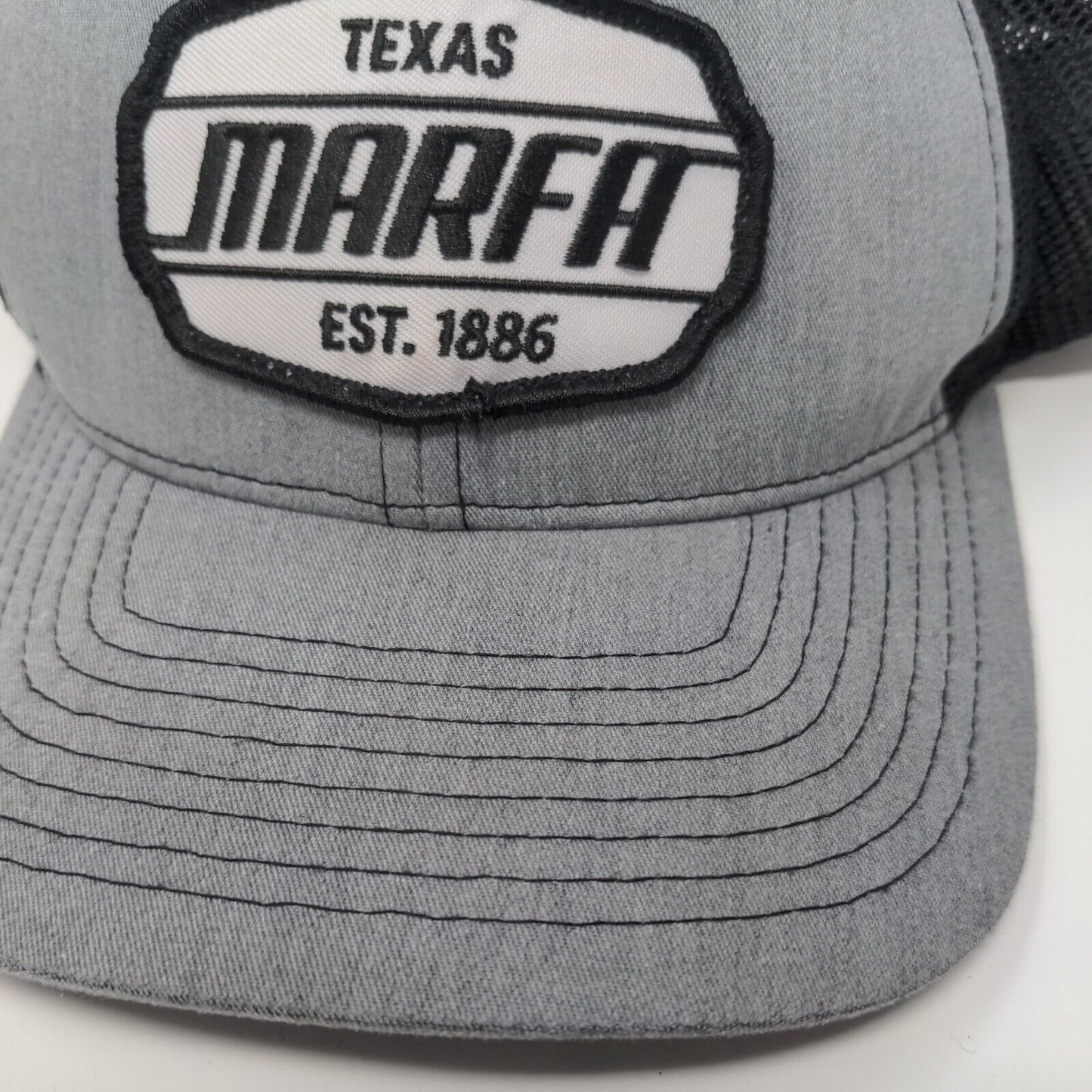 Texas Marfa Est. 1886 Snapback Trucker Hat Gray OS Adjustable Mesh Richardson