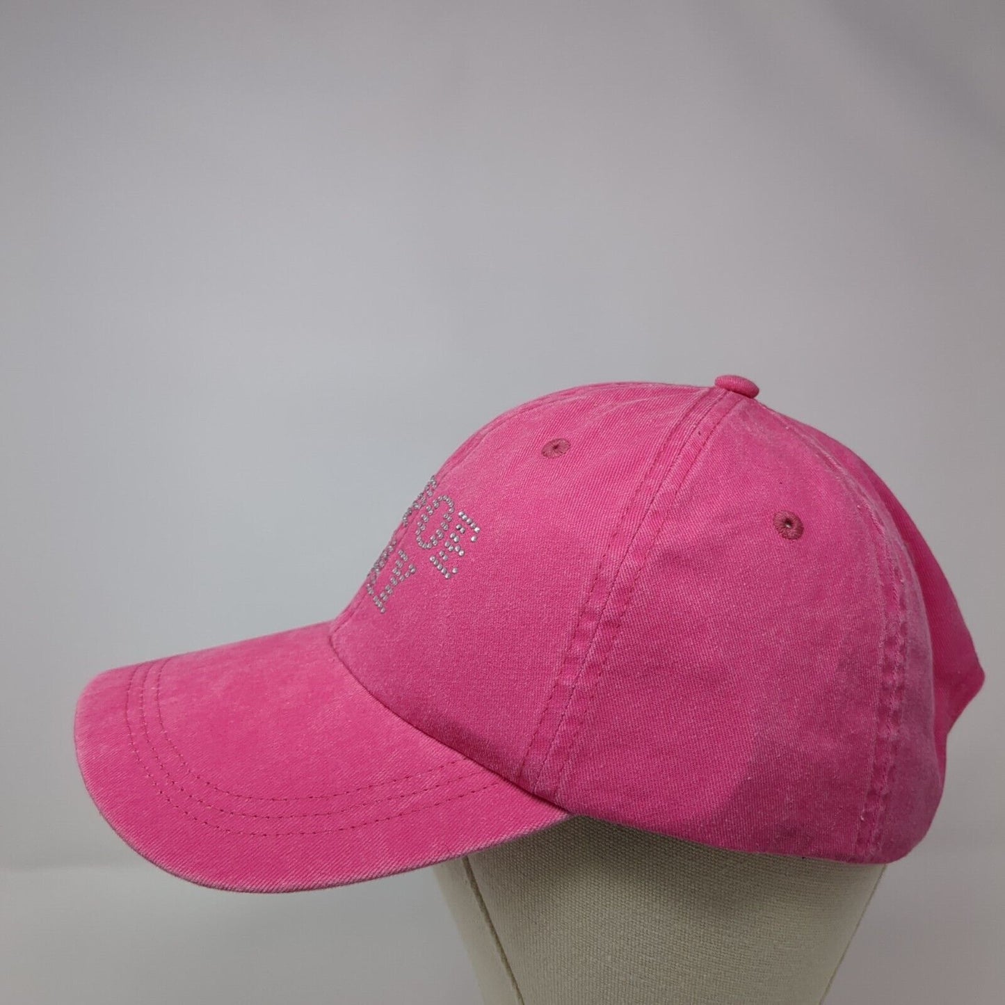 Depoe Bay Slideback Hat Pink One Size Adjustable Bling Vented Holes 6 Panel
