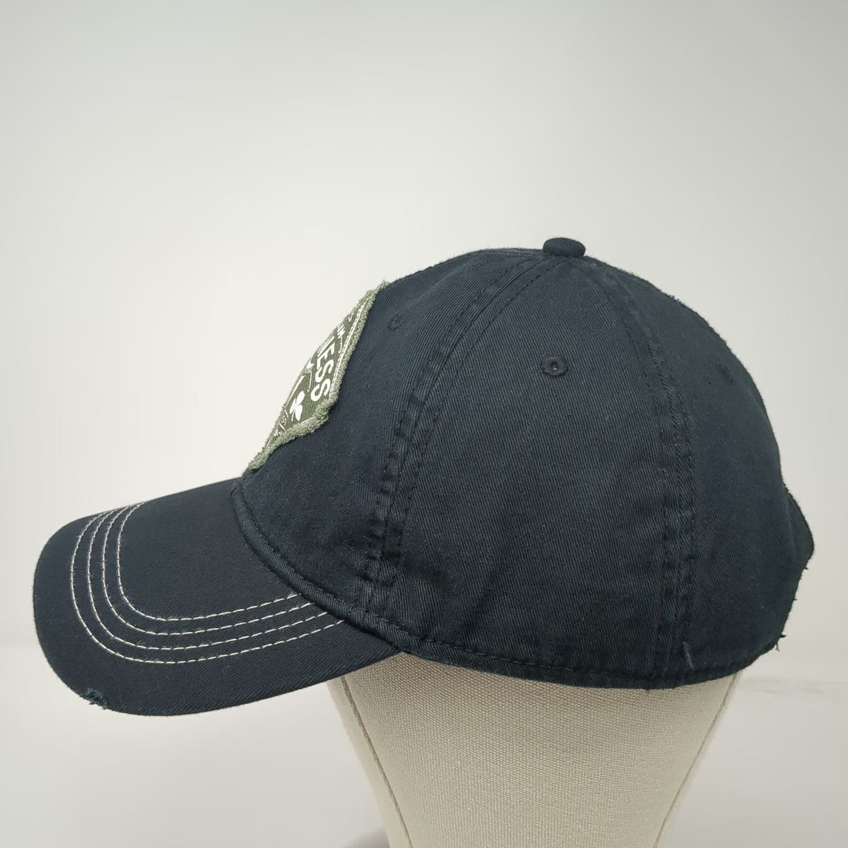 Guinness Baseball Cap Black One Size Frayed Patch Harp Dublin Shamrocks Hat