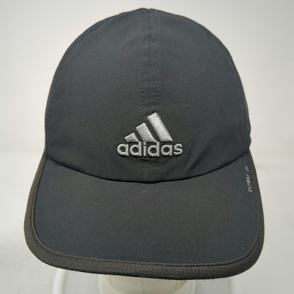 Adidas Baseball Cap Black One Size Climalite Performance Silver Logo Running Hat