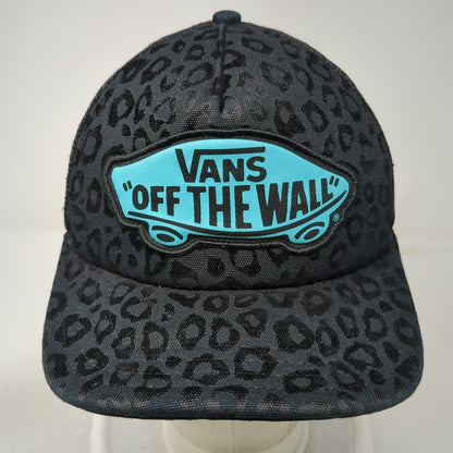 Vans Trucker Hat Black Blue One Size Leopard Print Logo Patch Mesh Back