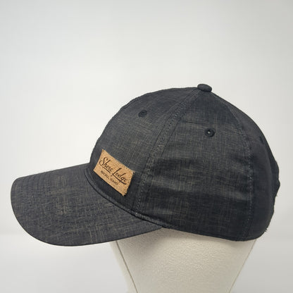 Shore Lodge Leather Patch Strapback Hat Black One Size Adjustable Legacy