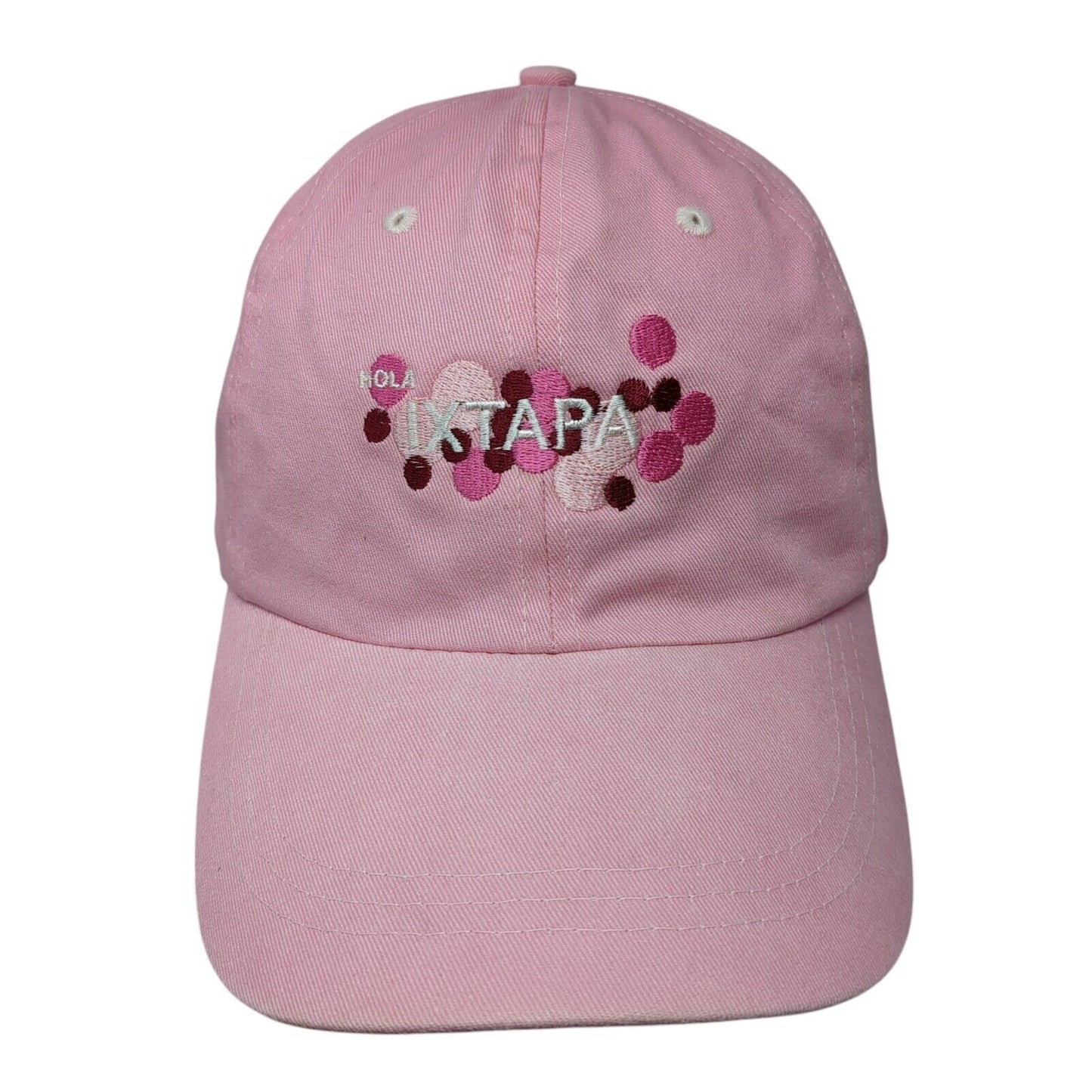 Ixtapa Strapback Hat Pink OSFA Adjustable Embroidered Solid 6 Panel