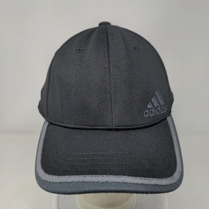 Adidas Fitted Hat Black L/XL A-flex Embroidered Logo Vented Holes 6 Panel