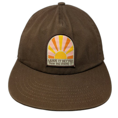 Parks Project 5 Panel Brown One Size Hat Leave It Better Sun Patch Slideback