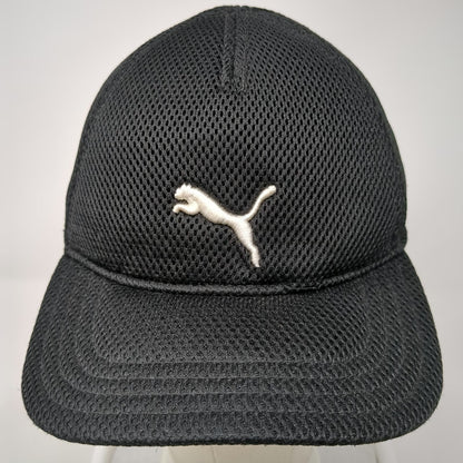 Puma 5 Panel Hat Black One Size Mesh Strapback Embroidered Cat Logo Sport Cap