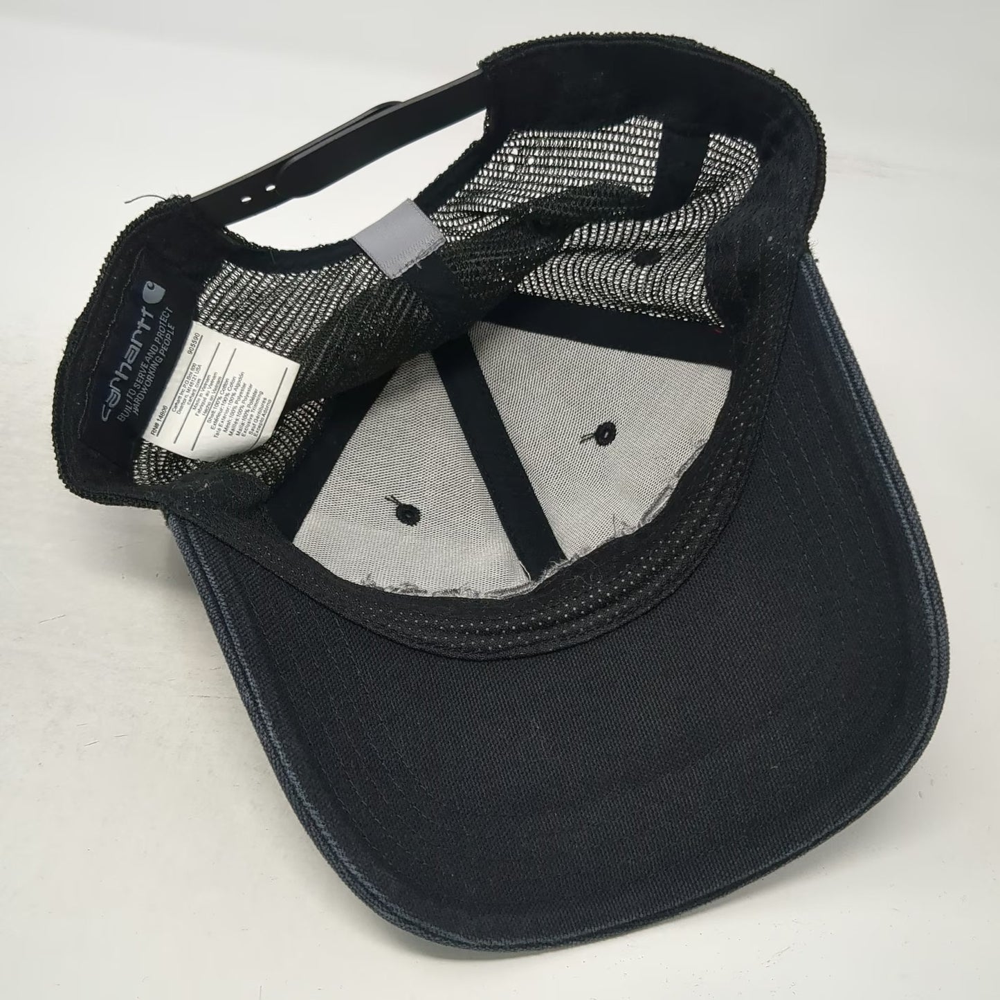 Carhartt Trucker Hat Black One Size Snapback Mesh Back Embroidered Logo Work