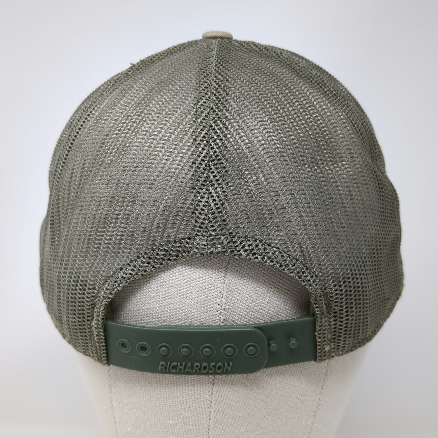 Richardson Trucker Hat Beige Green One Size 7 Panel Mountainland American Flag