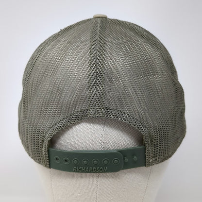 Richardson Trucker Hat Beige Green One Size 7 Panel Mountainland American Flag