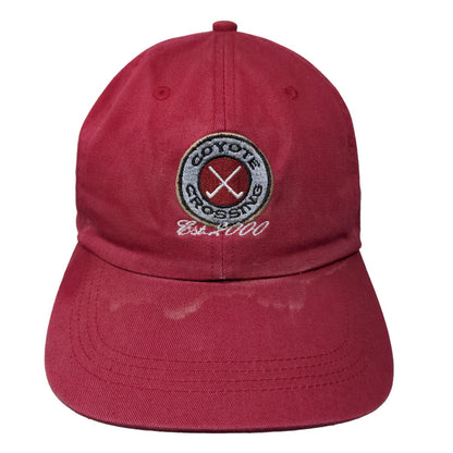 Ahead Men's Slideback Hat Red Adjustable Embroidered Coyote Crossing Golf Logo