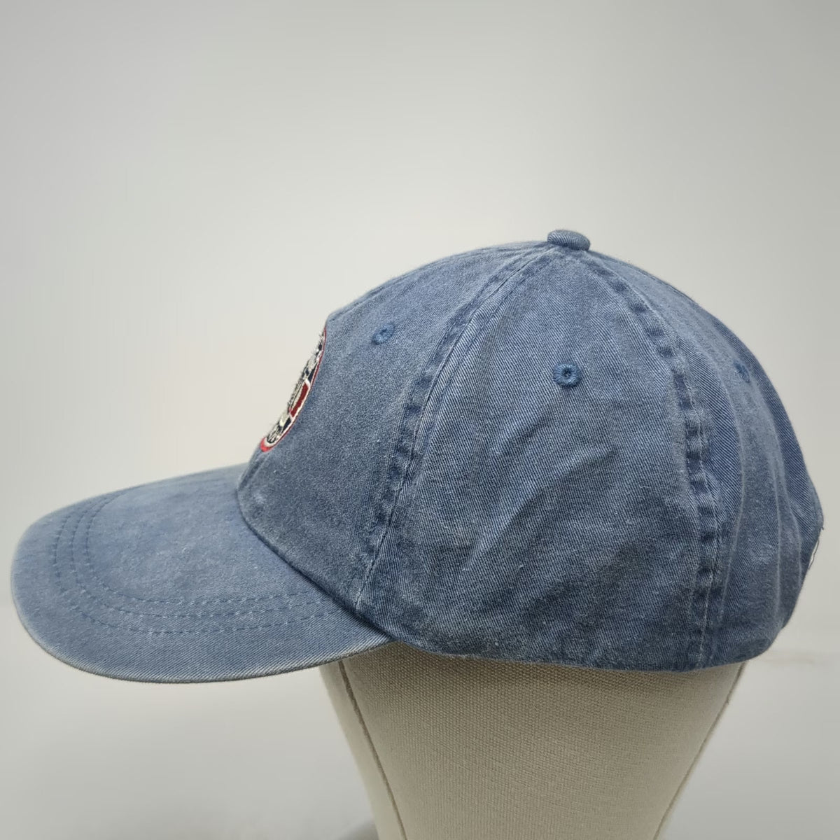 J. America Baseball Cap Blue One Size Block Island BI Patch Cotton Strapback Hat