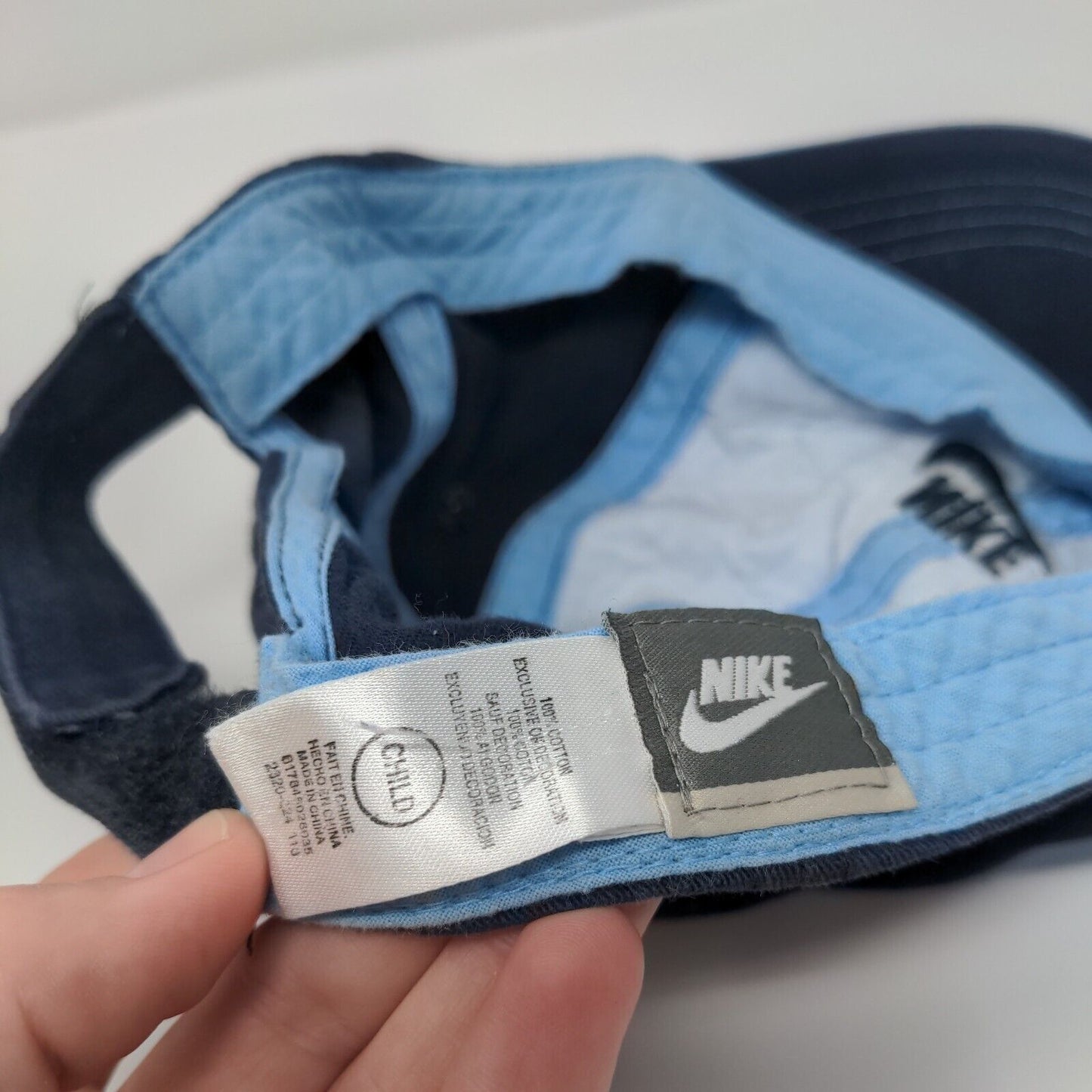 Nike Child Strapback Hat Blue One Size Adjustable Embroidered Swoosh Logo Cotton