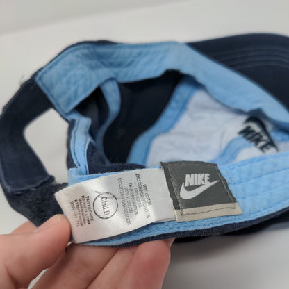 Nike Child Strapback Hat Blue One Size Adjustable Embroidered Swoosh Logo Cotton