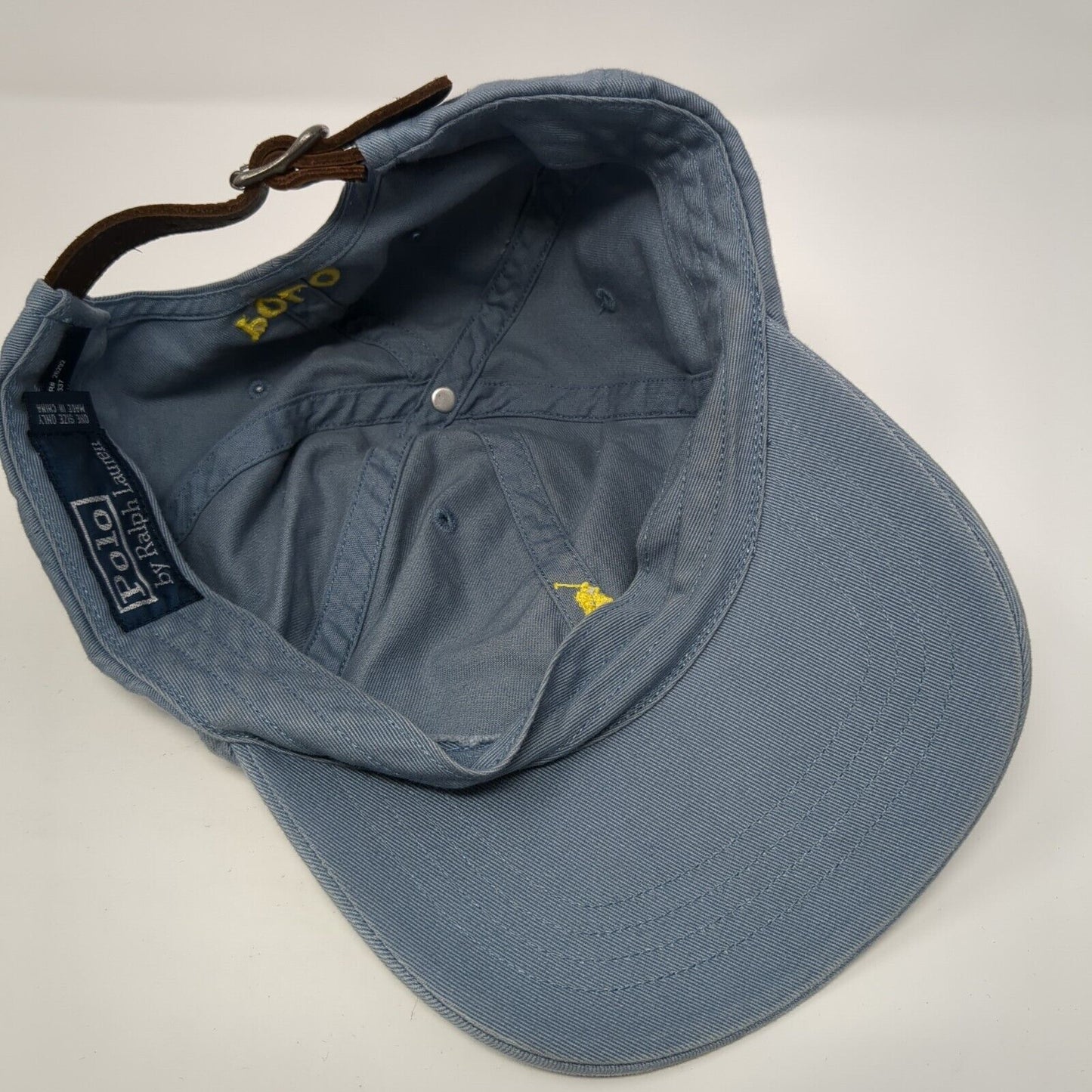 Polo Ralph Lauren Slideback Hat Blue One Size Small Pony Leather Strap