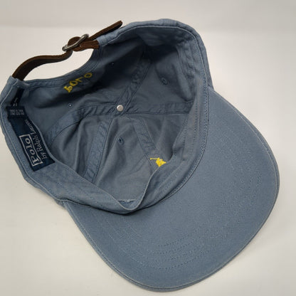 Polo Ralph Lauren Slideback Hat Blue One Size Small Pony Leather Strap