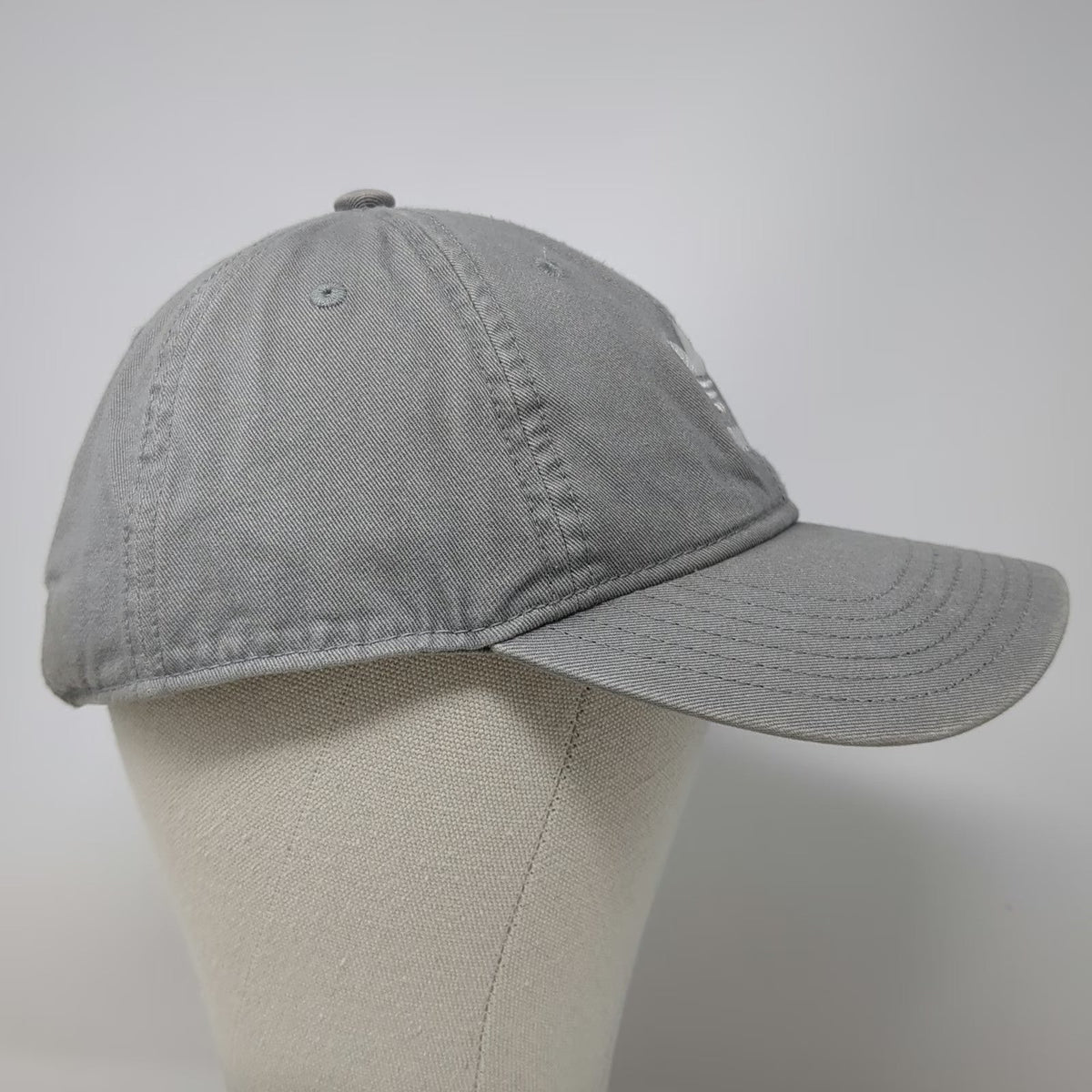 Adidas Baseball Cap Gray One Size Trefoil Logo Strapback Cotton Adjustable Hat