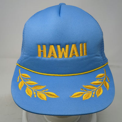 Hawaiian Headwear Trucker Hat Blue Yellow One Size Hawaii Rope Mesh Snapback Hat