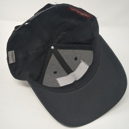 Wrangler Patch Snapback Hat Black One Size Solid Adjustable Vent Holes