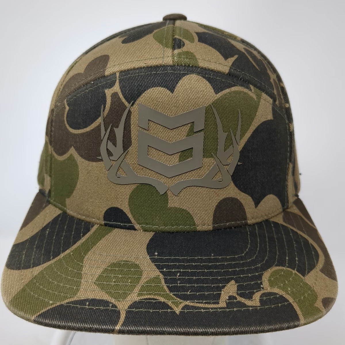 MTN OPS 5 Panel Green Brown One Size Camo Snapback Hat Deer Antlers Hunting