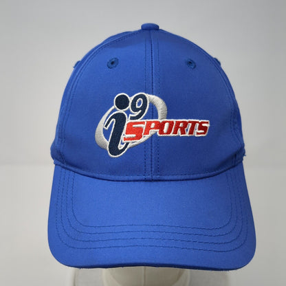 i9 Sports Strapback Hat Blue OS Adjustable Embroidered Vented Holes Polyester