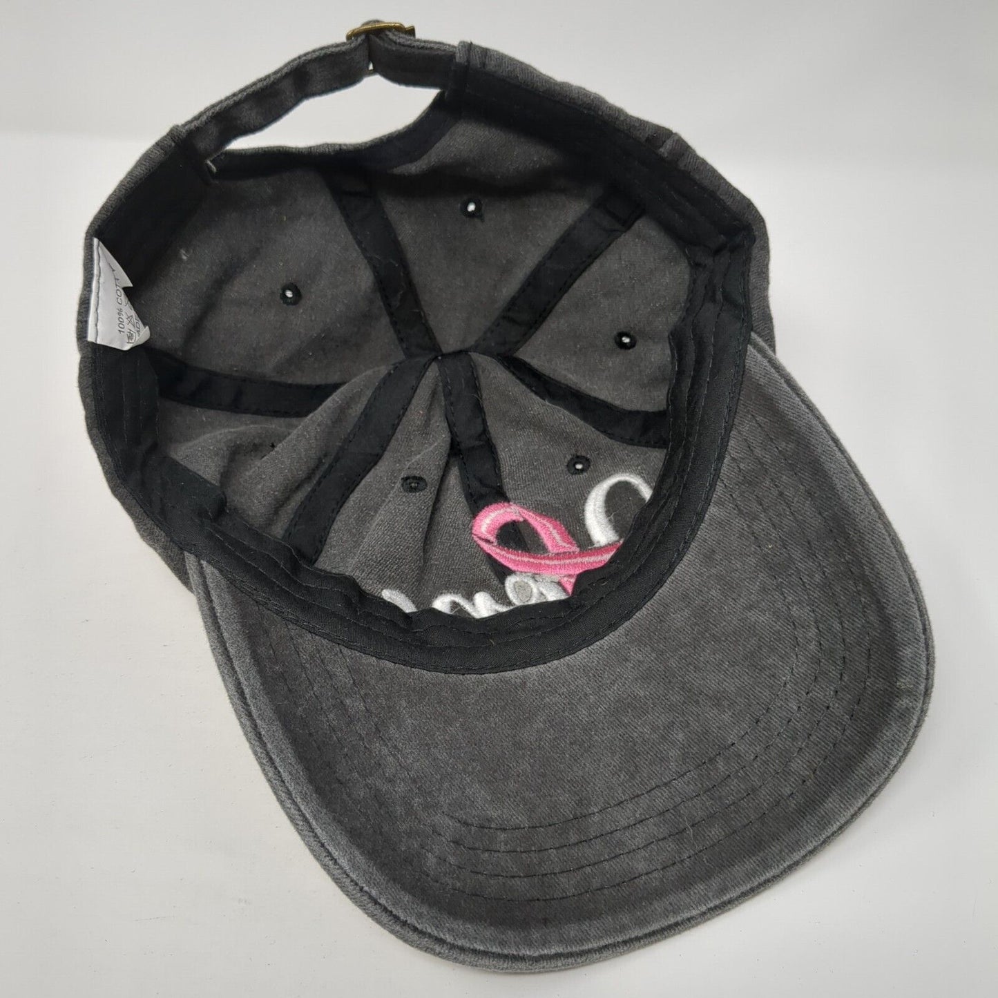 Hope Pink Ribbon Slideback Hat Gray One Size Adjustable Embroidered