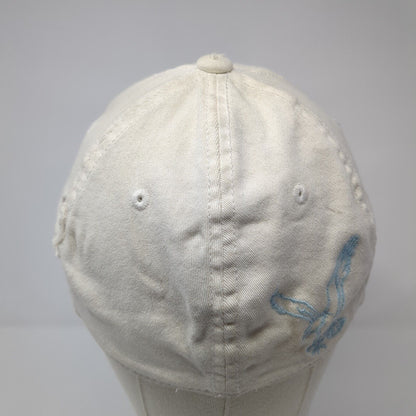 American Eagle Fitted Hat White Cream S/M NU-Fit Embroidered Distressed 6 Panel