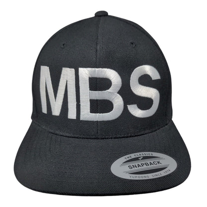 MBS Snapback Hat Black One Size Embroidered Adjustable 6 Panel Lids