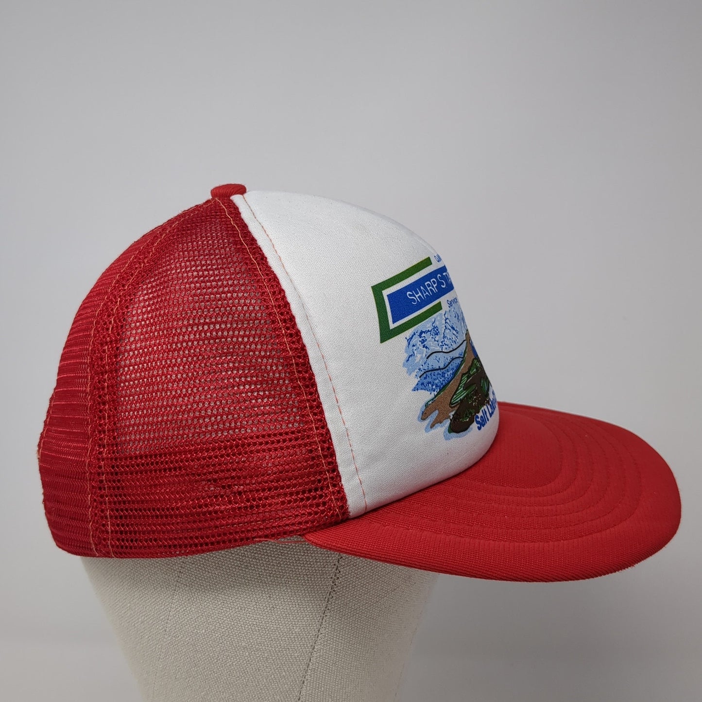 Sharp's Tarps Inc. Salt Lake City Utah Trucker Hat Red OS Mesh Back Champion