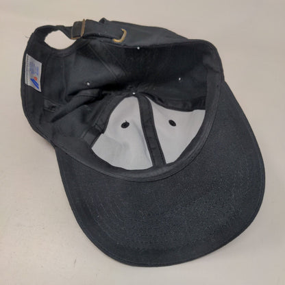 Granny Slideback Hat Black OSFA Adjustable Rhinestone Embellished Cotton