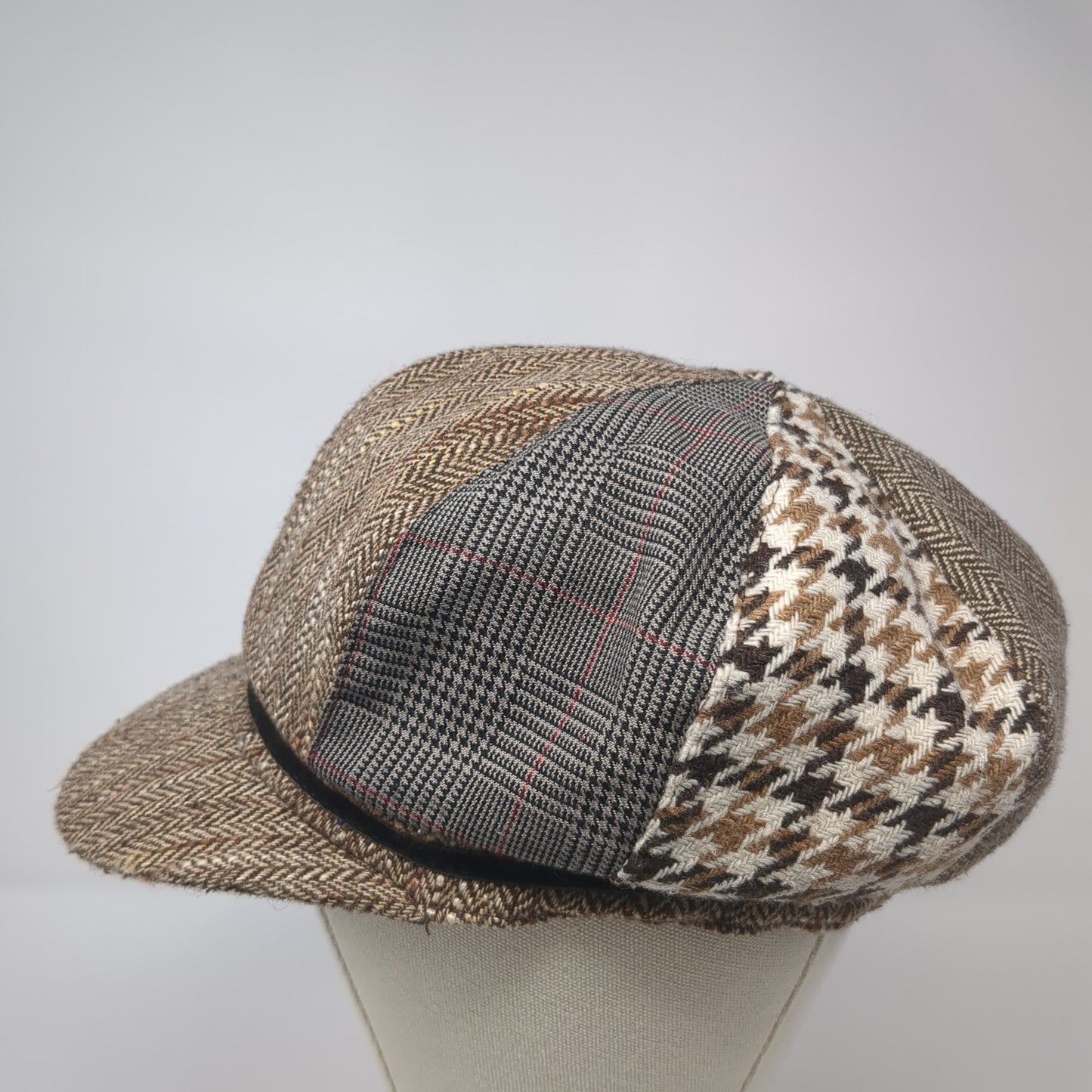 Cappelli Newsboy Hat Multicolor One Size Houndstooth Chevron Acadamia Wool Blend