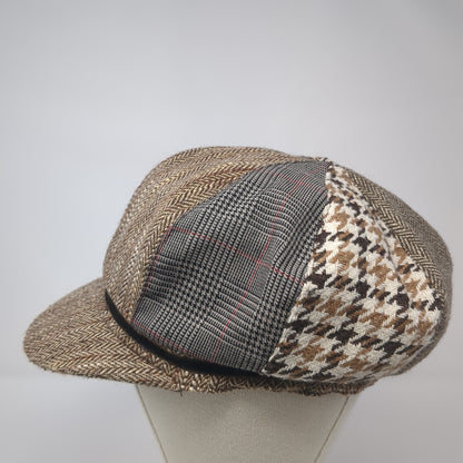Cappelli Newsboy Hat Multicolor One Size Houndstooth Chevron Acadamia Wool Blend