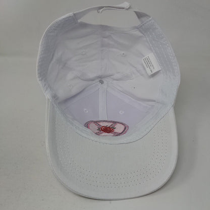 Rose Strapback Hat White One Size Embroidered Adjustable 6 Panel