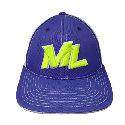 ML Fitted Mesh Back Trucker Hat Blue S/M Embroidered Pacific Headwear