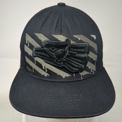 Top Level 5 Panel Black Hat One Size Snapback Eagle MEX Graphic Under Visor