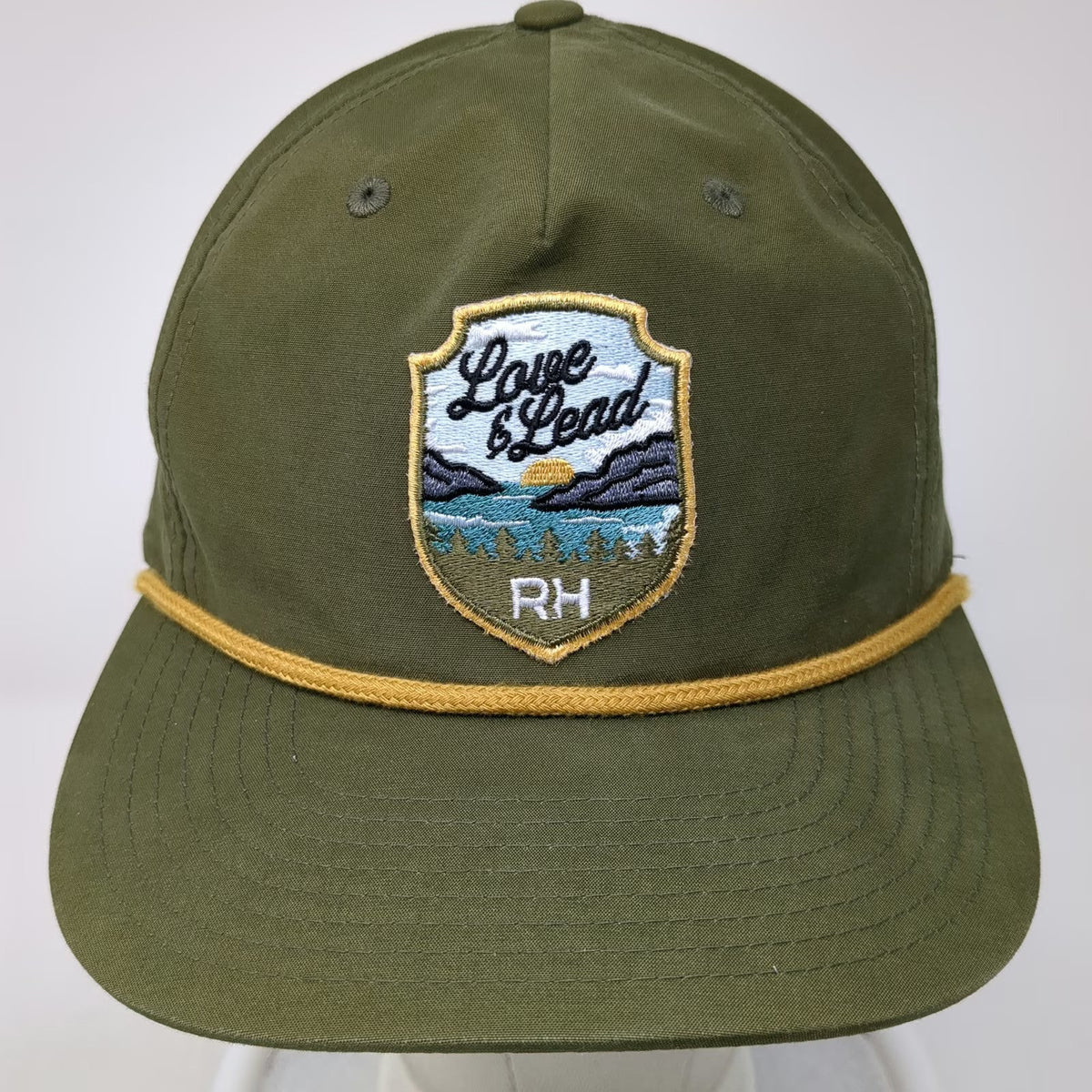 Richardson 5 Panel Green One Size Love Lead Patch Rope Hat Outdoor Snapback